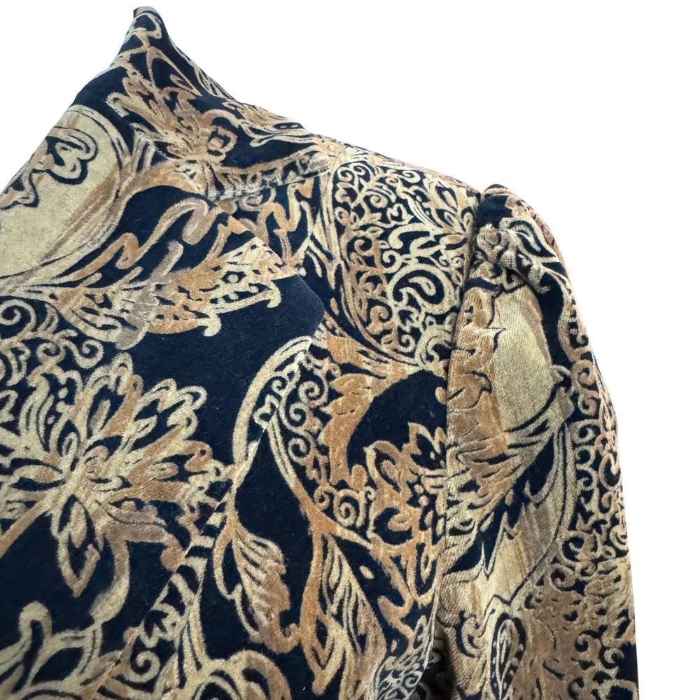 Vintage Y2k Goth Gold and Black Velour Pemlum Blazer size 8 Decorative Buttons - Picture 4 of 12